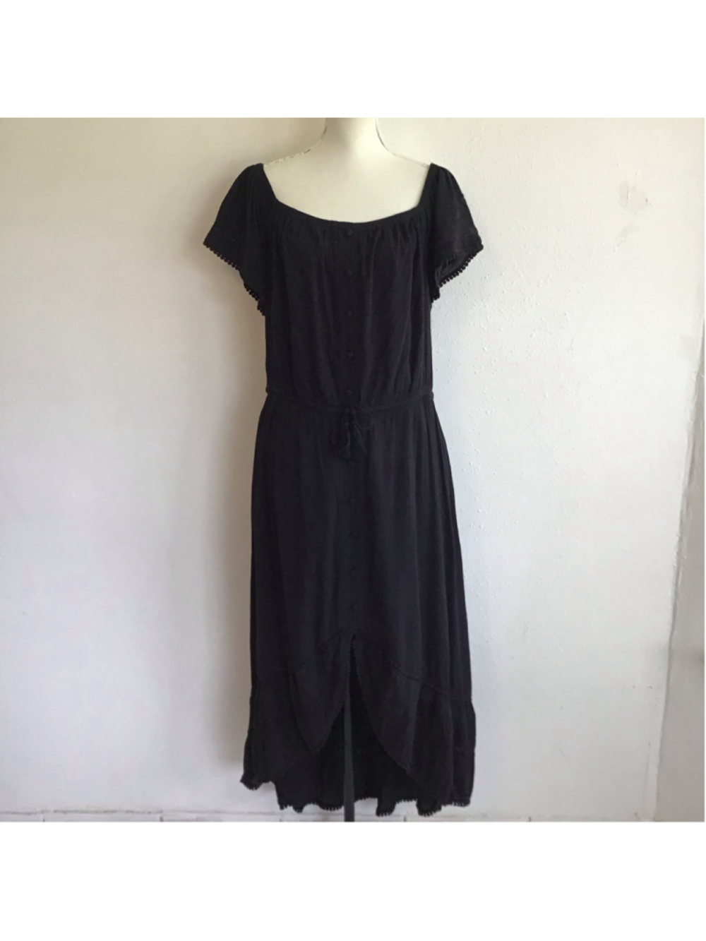 NWT-INC International Concepts Women's Elegant Goth Black High Low Lace Dress 2X